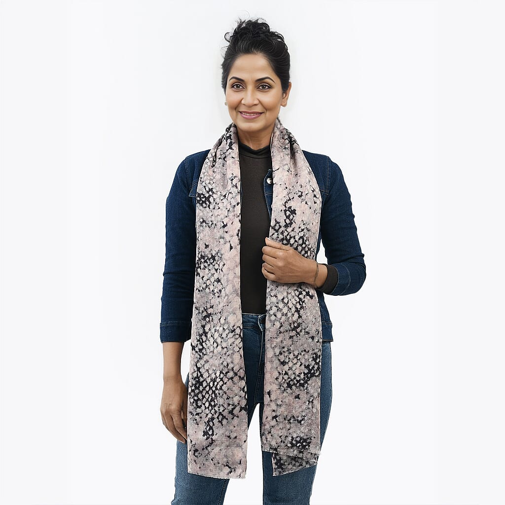 La Marey 100% Cashmere Printed Pashmina Woolen Scarf with Gift Box (Size 190x70cm) - Dusky Pink