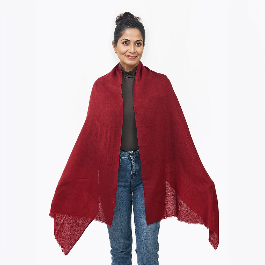  Todays Star Buy- La Marey Cashmere Solid Scarf - Wine