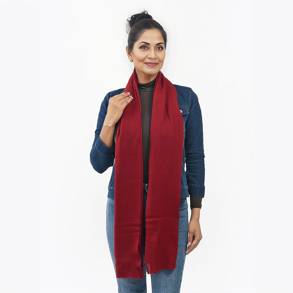  Todays Star Buy- La Marey Cashmere Solid Scarf - Wine