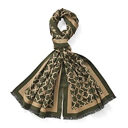 New Arrival at Ideal World - Lattice Shawl (Size 180x1 cm) - Orange - Green