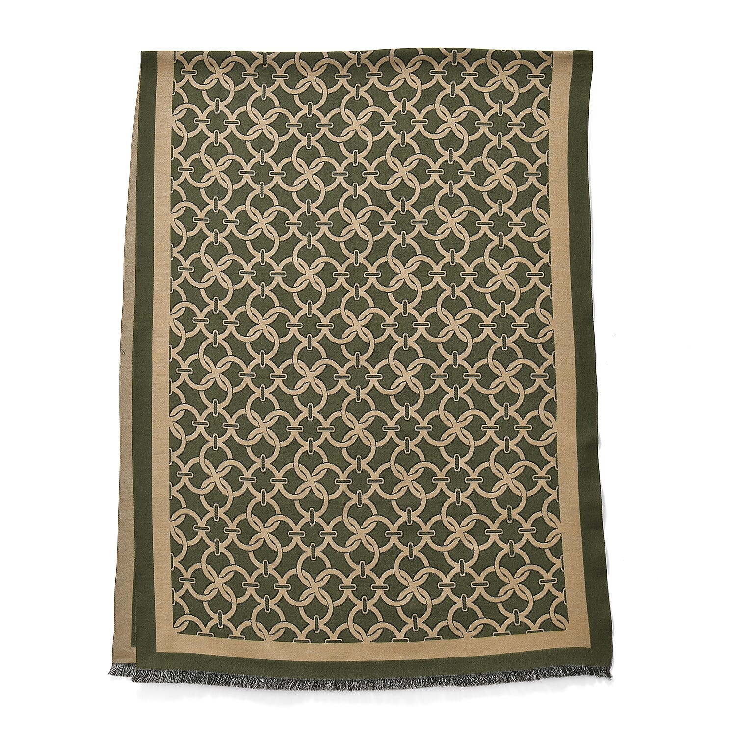Closeout Deal - Super Soft Shawl with Circle Lattice Pattern (One Size,180x66 cm) - Green