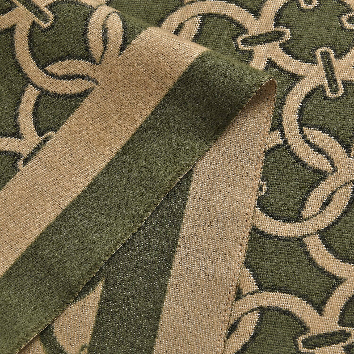 Closeout Deal - Super Soft Shawl with Circle Lattice Pattern (One Size,180x66 cm) - Green