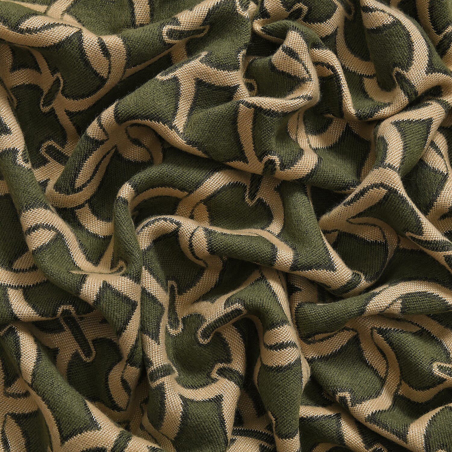 Closeout Deal - Super Soft Shawl with Circle Lattice Pattern (One Size,180x66 cm) - Green