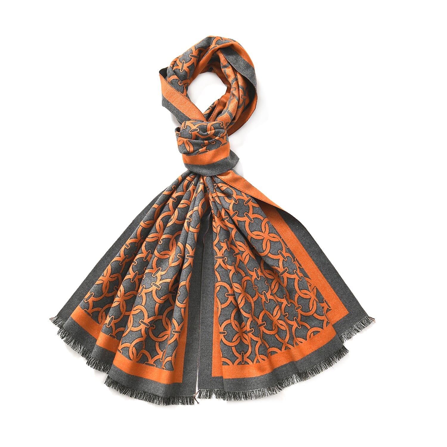 New Arrival at Ideal World - Lattice Shawl (Size 180x1 cm) - Orange - Green