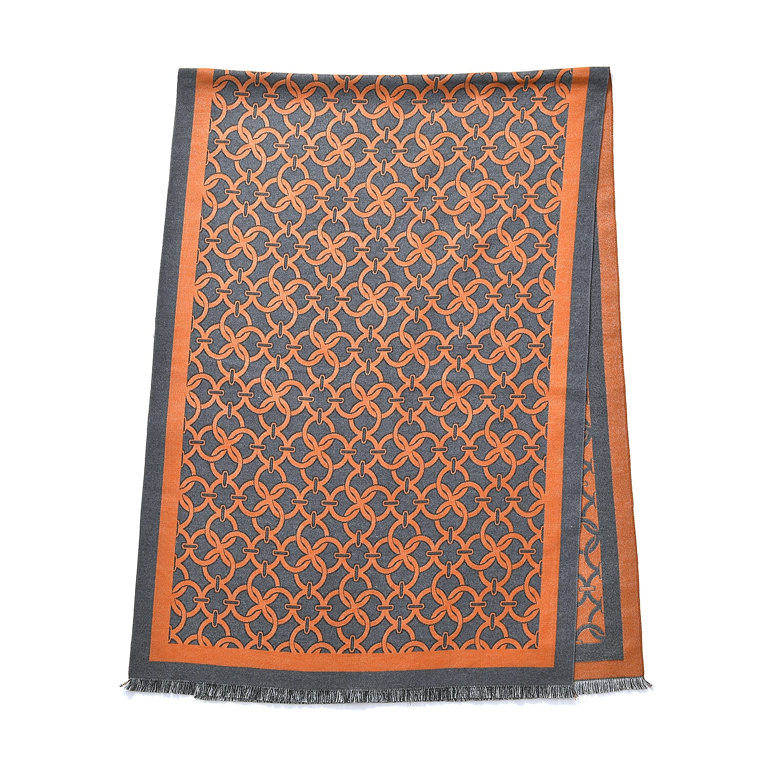 New Arrival at Ideal World - Lattice Shawl (Size 180x1 cm) - Orange - Green