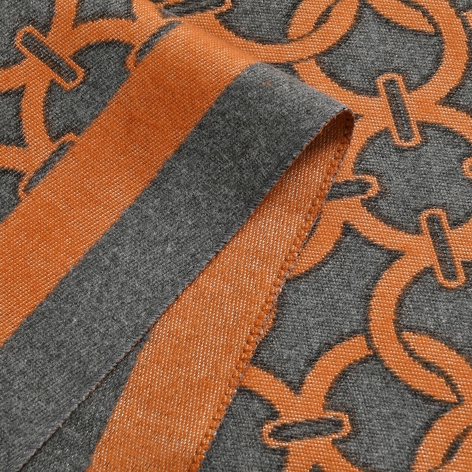 New Arrival at Ideal World - Lattice Shawl (Size 180x1 cm) - Orange - Green