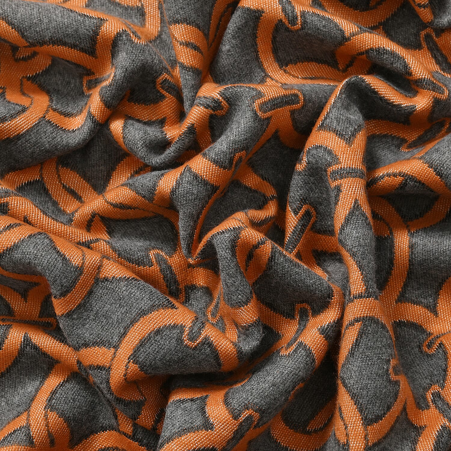 New Arrival at Ideal World - Lattice Shawl (Size 180x1 cm) - Orange - Green