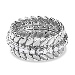 Moissanite Wreath Wedding Band Ring in Sterling Silver