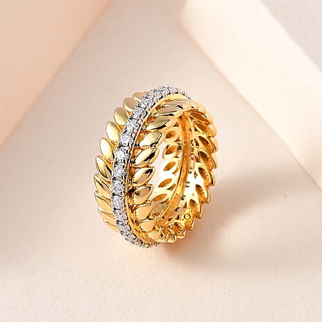TJC Launch - Moissanite Wreath Band Ring in 18K Vermeil YG Plated Sterling Silver