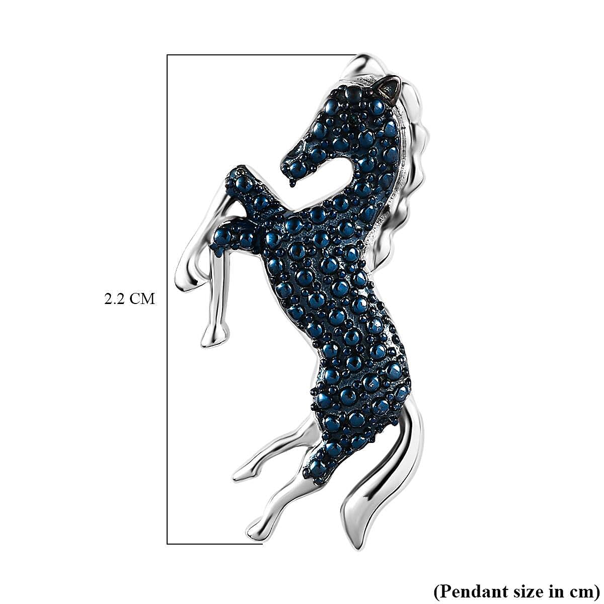 Blue Diamond Horse Pendant in Platinum Overlay Sterling Silver