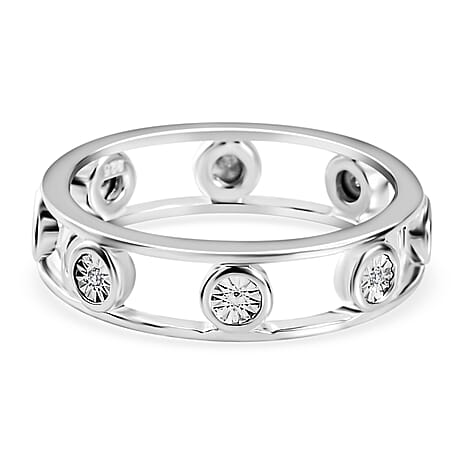 Diamond Bubble Stacking Band Ring in Sterling Silver
