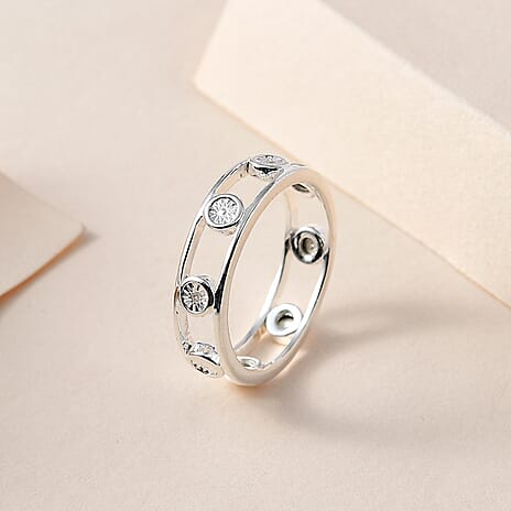 Diamond Bubble Stacking Band Ring in Sterling Silver
