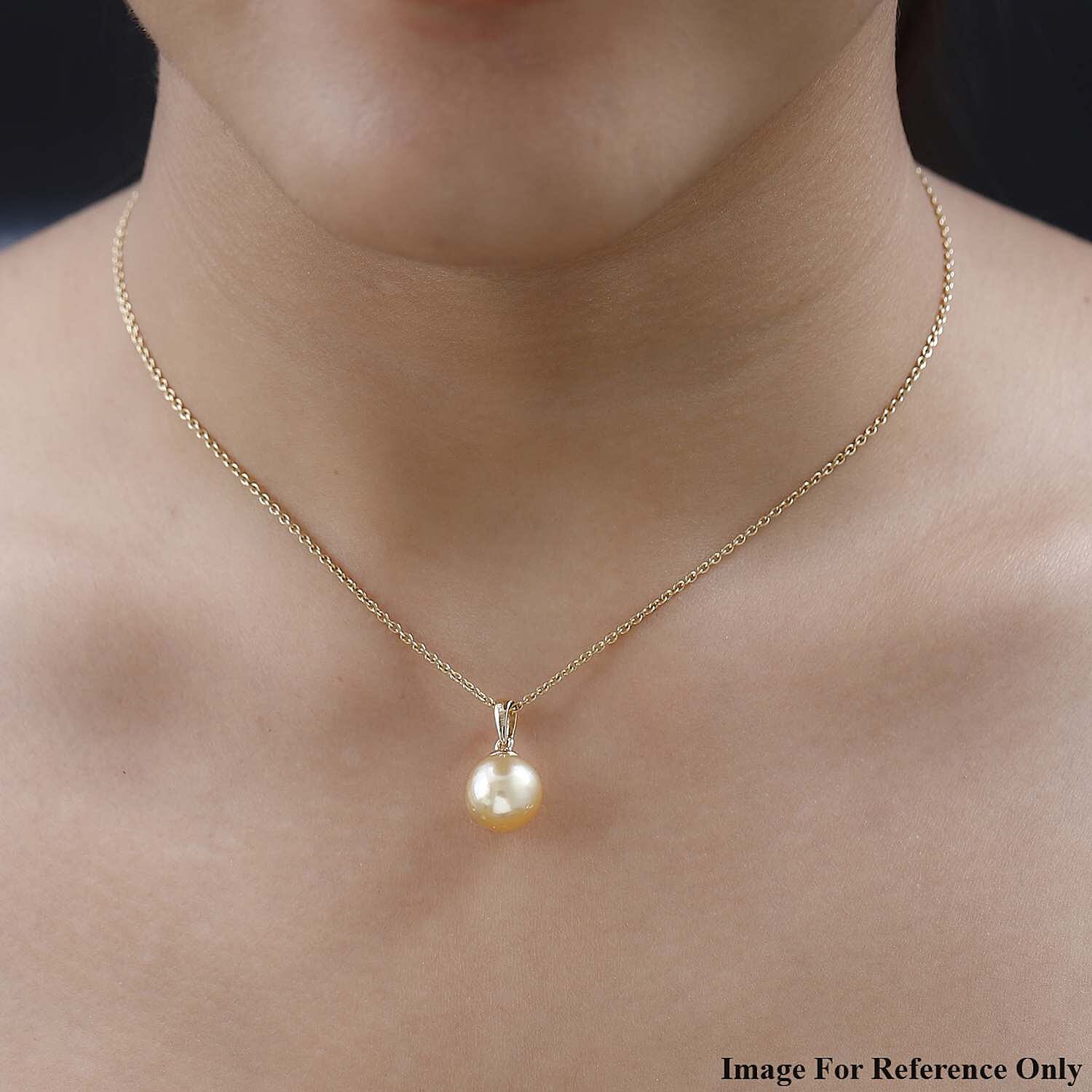 18K Yellow Gold AAA Golden South Sea Pearl Pendant