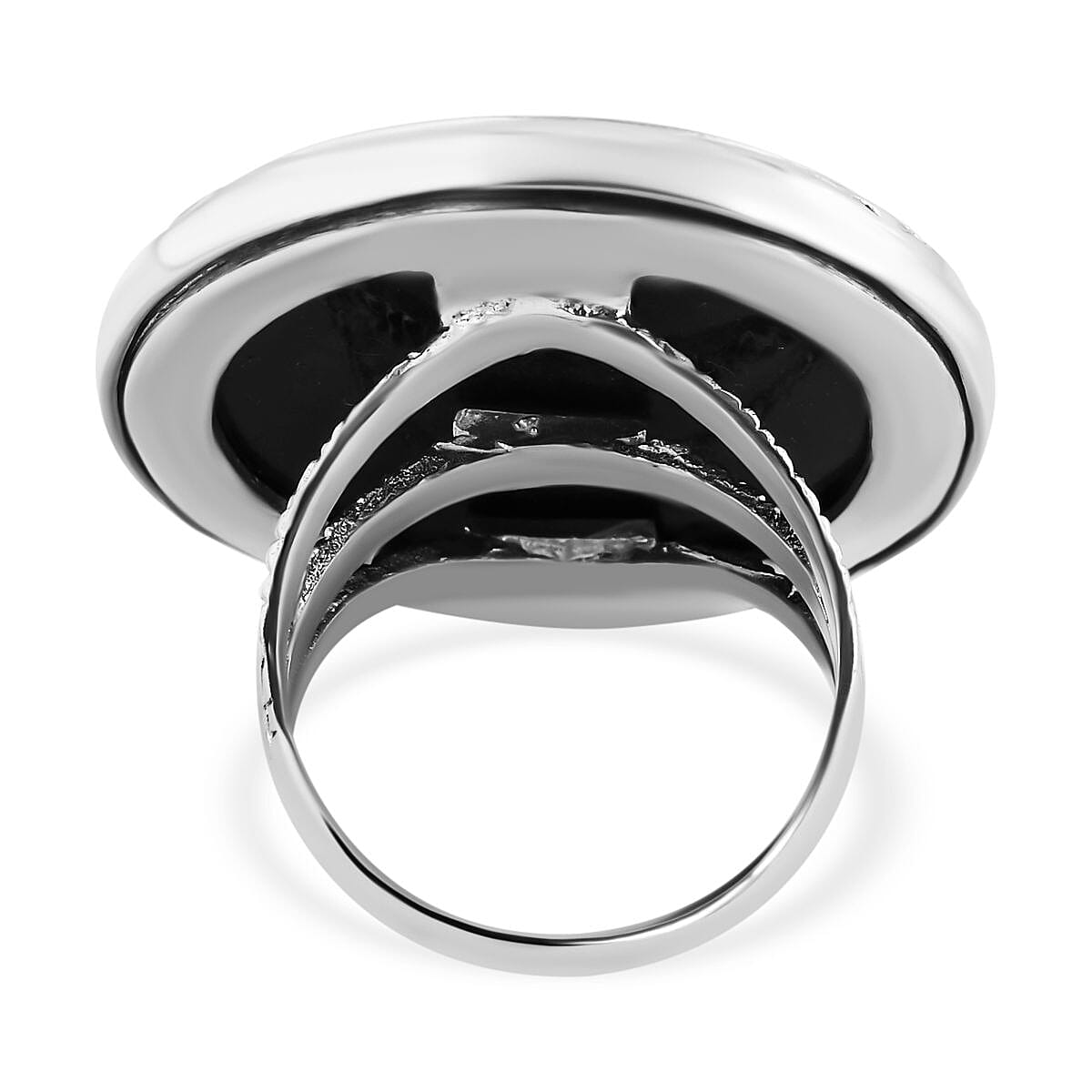 Royal Bali Collection- Garuda and Naga Abalone Shell Handmade Ring in Sterling Silver 13.10 Ct, Silver Wt. 12.10 Gms Royal Bali Collection- Garuda and Naga Abalone Shell Handmade Ring in Sterling Silver 13.10 Ct, Silver Wt. 12.10 Gms