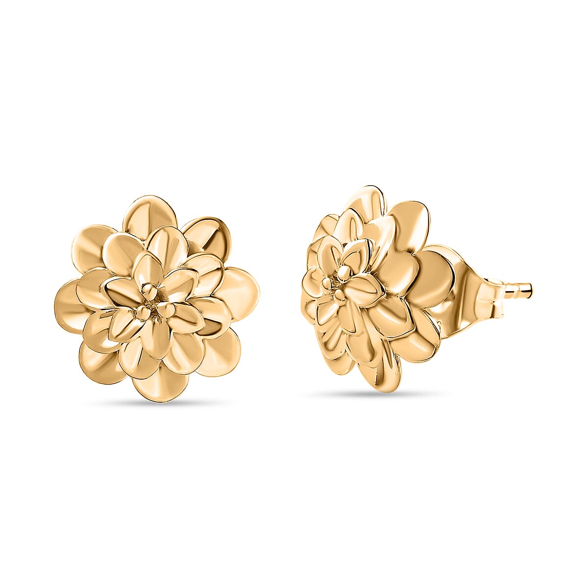 Designer Inspired - 18K Yellow Gold Vermeil Plated Sterling Silver Floral Stud Earrings