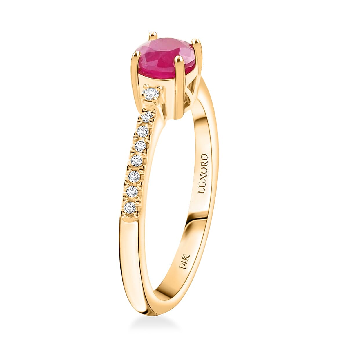 14K Yellow Gold  AAA  Mozambique Ruby, White Diamond I2 Ring 1.20 ct,  Gold Wt. 3.44 Gms  1.200  Ct.
