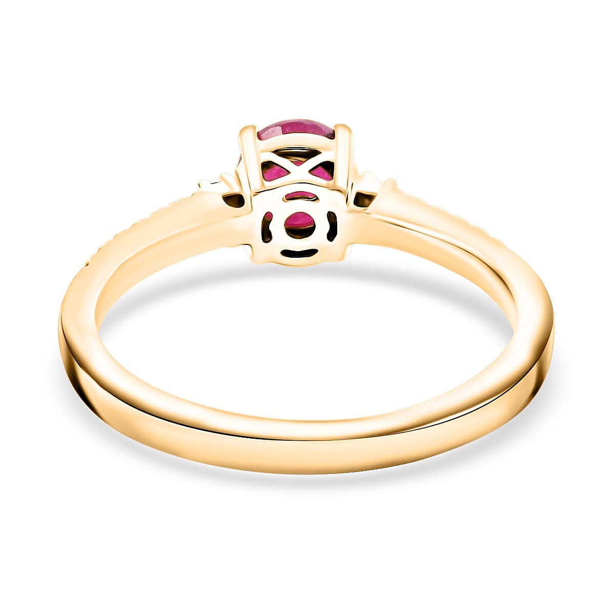 14K Yellow Gold  AAA  Mozambique Ruby, White Diamond I2 Ring 1.20 ct,  Gold Wt. 3.44 Gms  1.200  Ct.