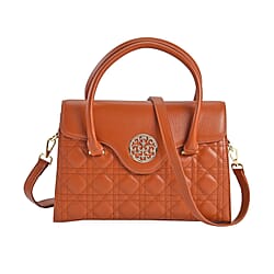 Genuine Leather Crossbody Bag with 2 Exterior Zipped Pockets & Shoulder Strap - Tan