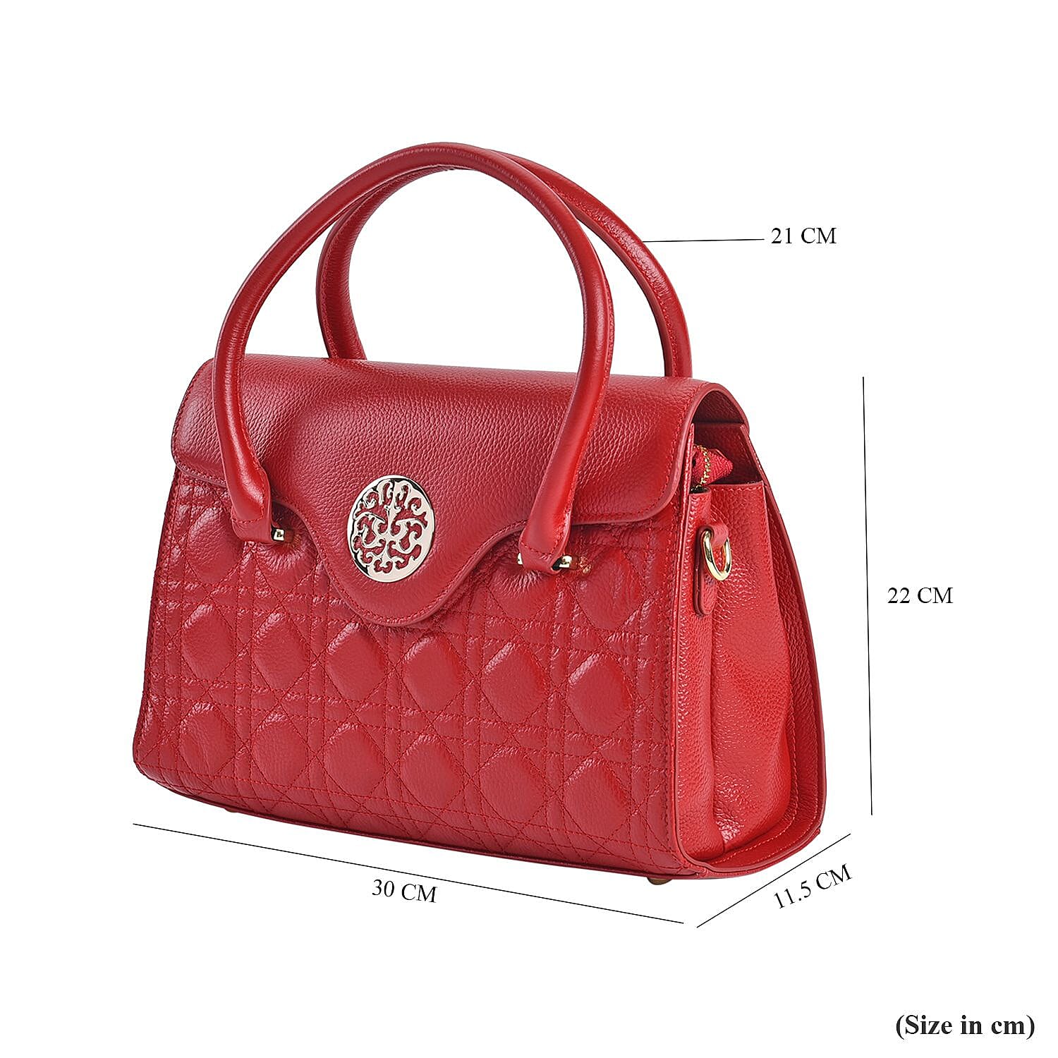 Genuine Leather Crossbody Bag with 2 Exterior Zipped Pockets - Shoulder Strap - Burgundy