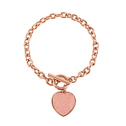 Amethyst Flat Heart Charm Toggle Lock Bracelet (Size - 7.5)