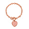 Rose Quartz Flat Heart Charm Toggle Lock Bracelet (Size - 7.5)