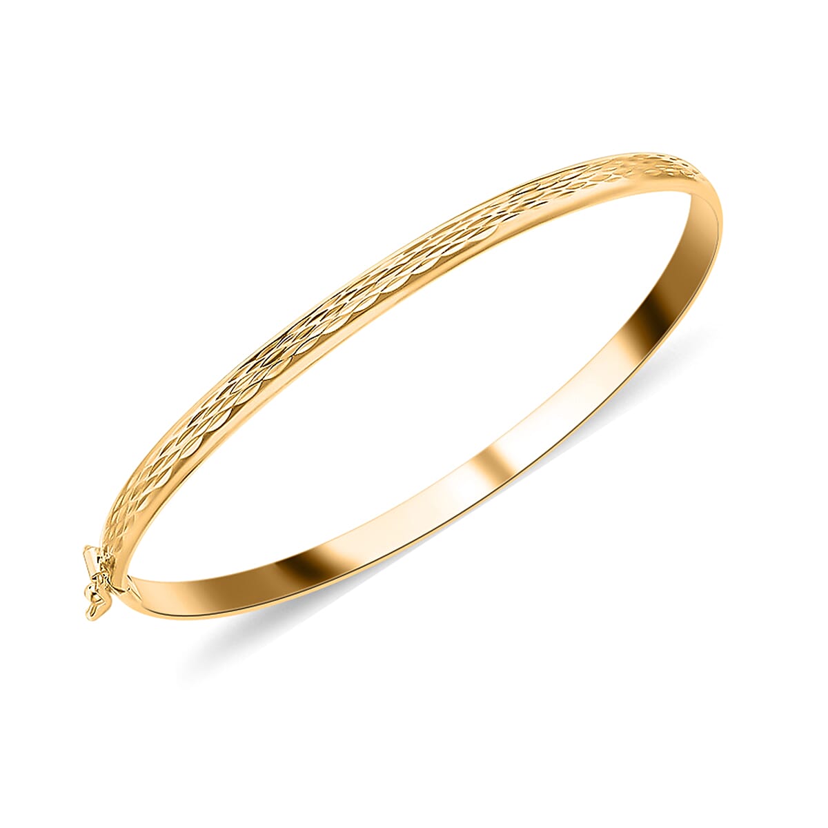 Close Out-  9K Yellow Gold Diamond Cut Bangle (Size - 7)