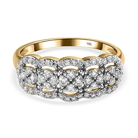 9K Yellow Gold Moissanite Half Eternity Ring