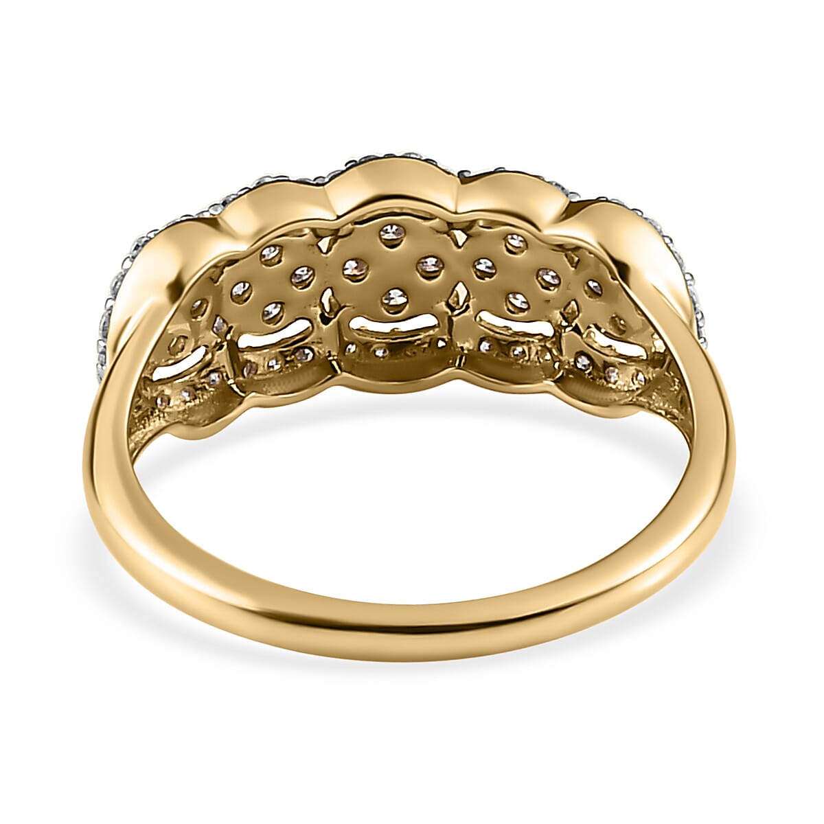 9K Yellow Gold Moissanite Half Eternity Ring