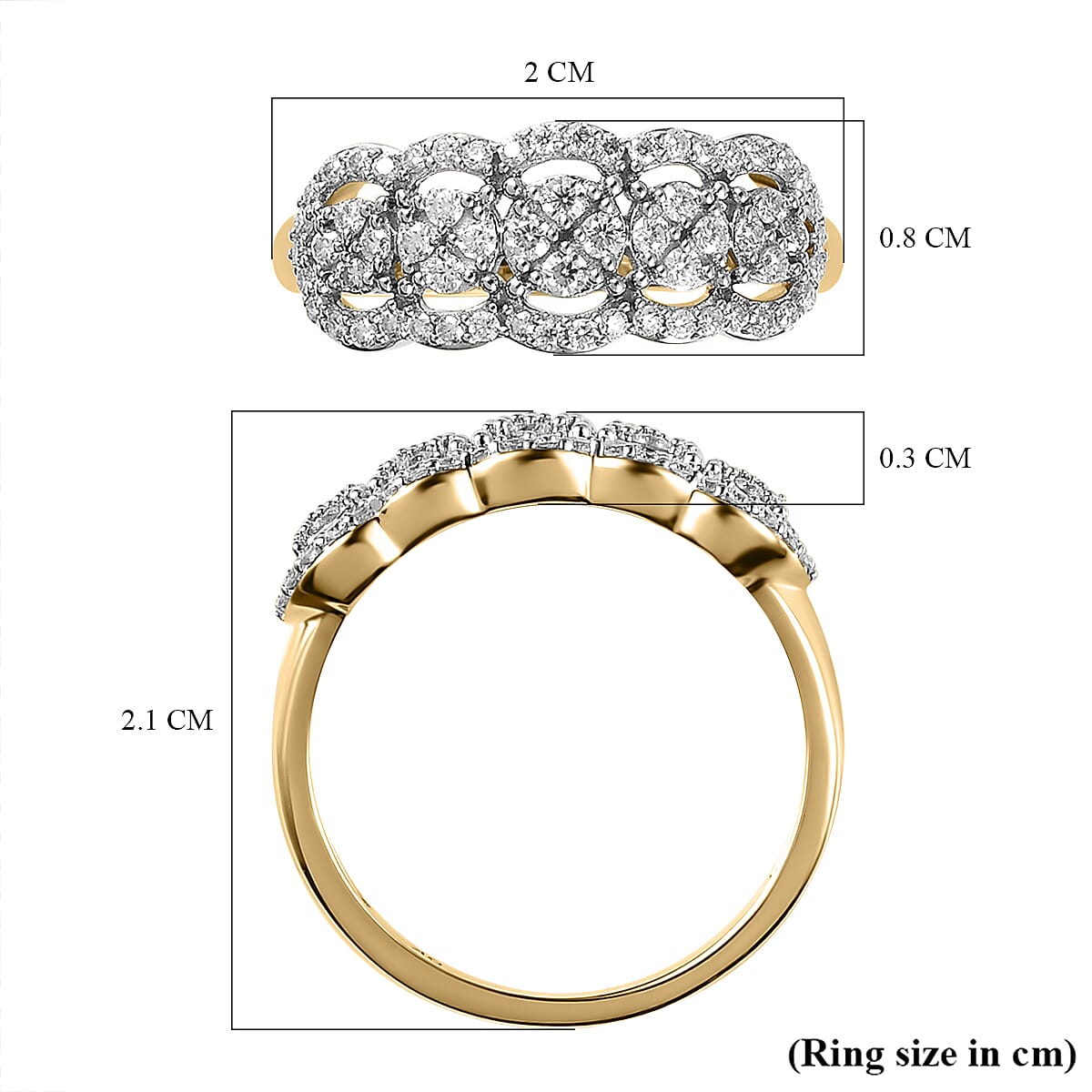 9K Yellow Gold Moissanite Half Eternity Ring