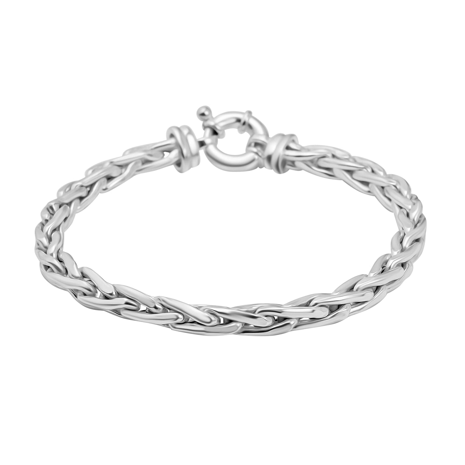 Sterling Silver Spiga Bracelet (Size 7.5) with Senorita Clasp, Silver Wt. 8.60 Gms.