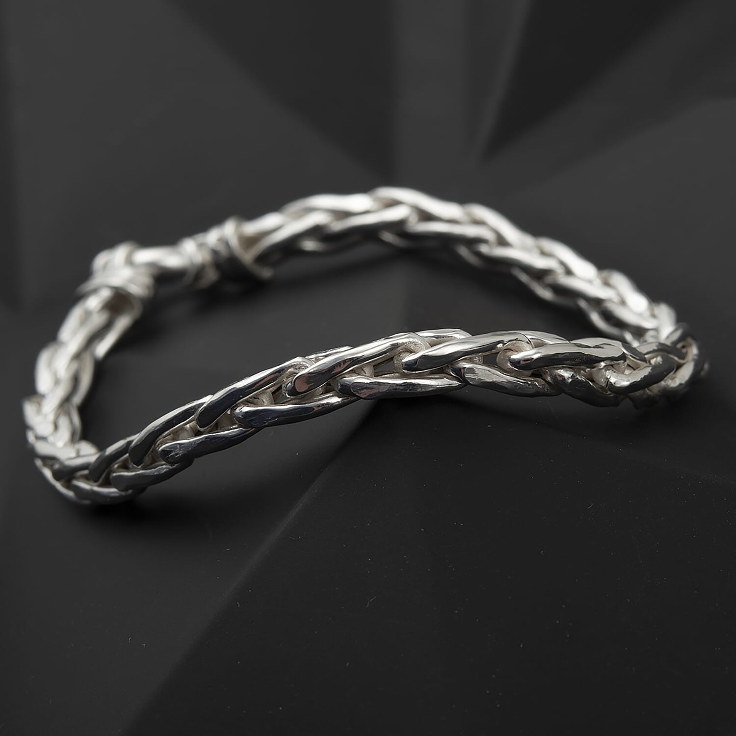 Sterling Silver Spiga Bracelet (Size 7.5) with Senorita Clasp, Silver Wt. 8.60 Gms.