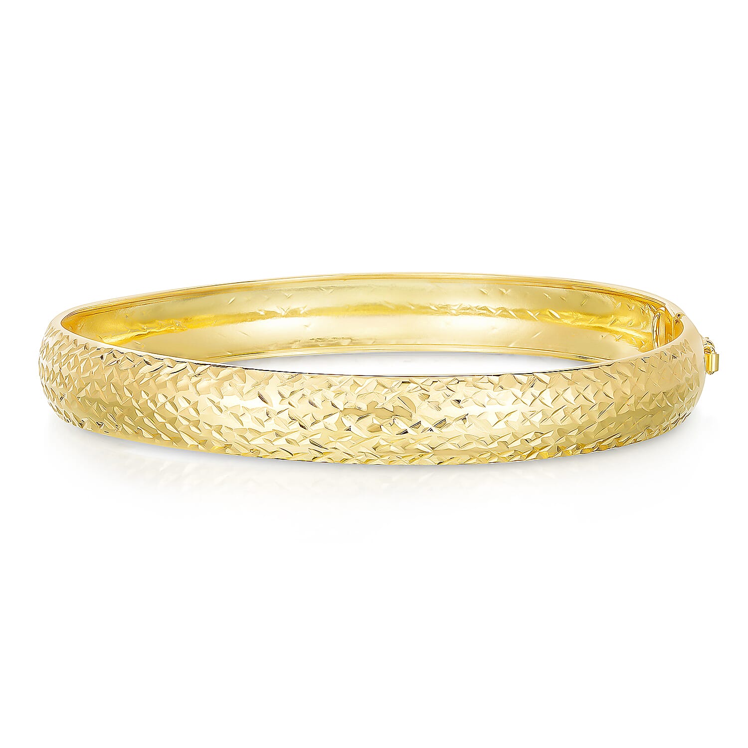 New York Close Out Deal- Yellow Gold Overlay Sterling Silver Diamond Cut Bangle (Size - 8), Silver Wt. 5.80 GM