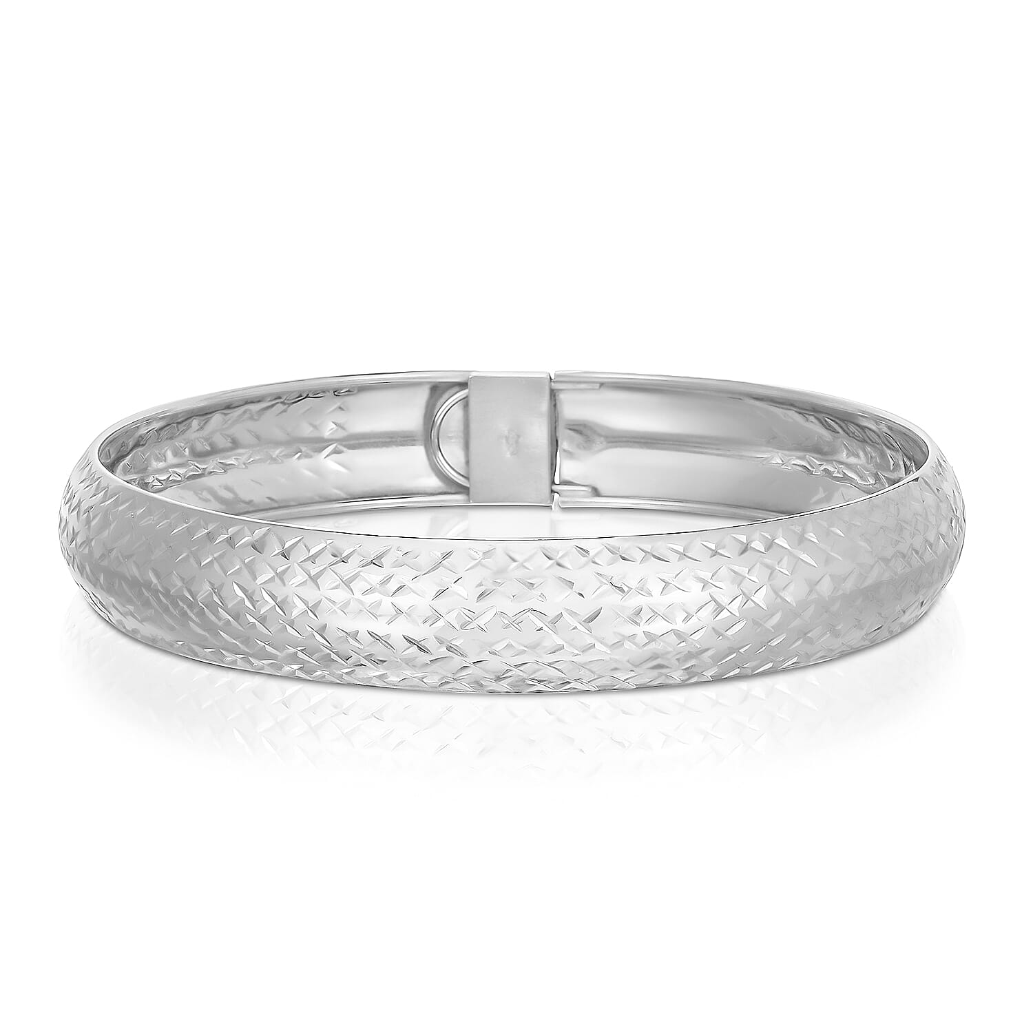 Sterling Silver Diamond Cut Bangle (Size - 8)