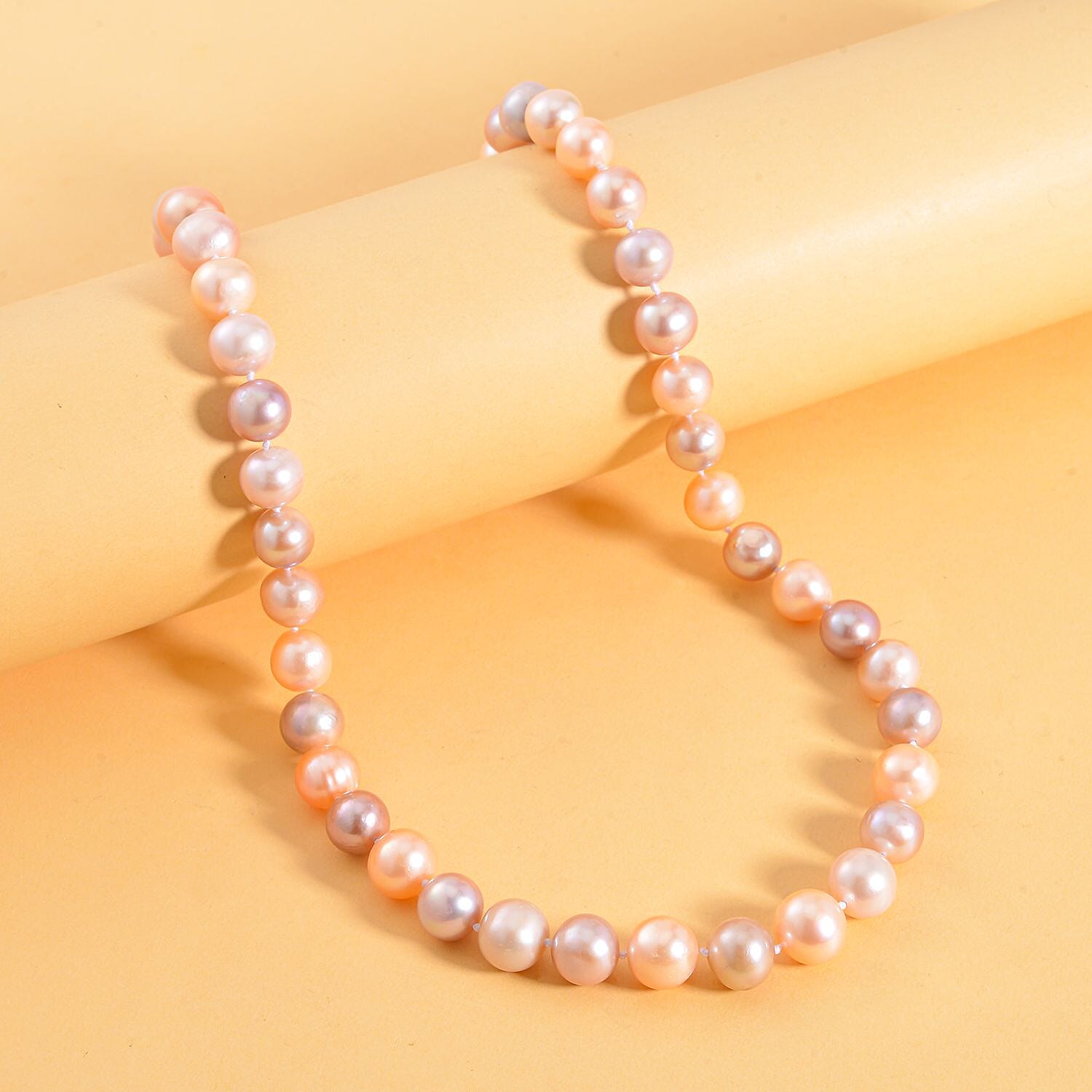 9K Yellow Gold AAAA Multi Colour Edison Pearl Necklace (Size - 20)