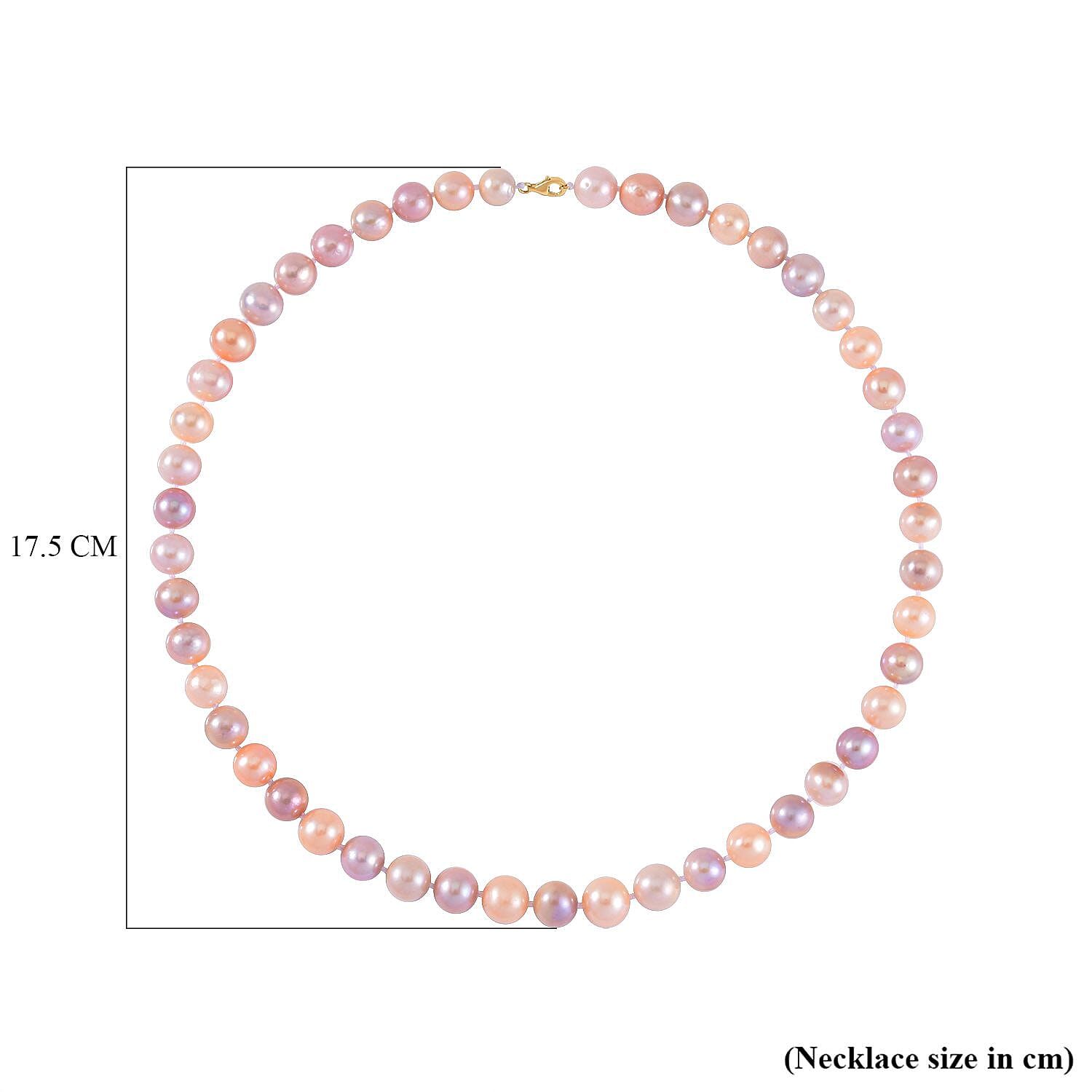 9K Yellow Gold AAAA Multi Colour Edison Pearl Necklace (Size - 20)