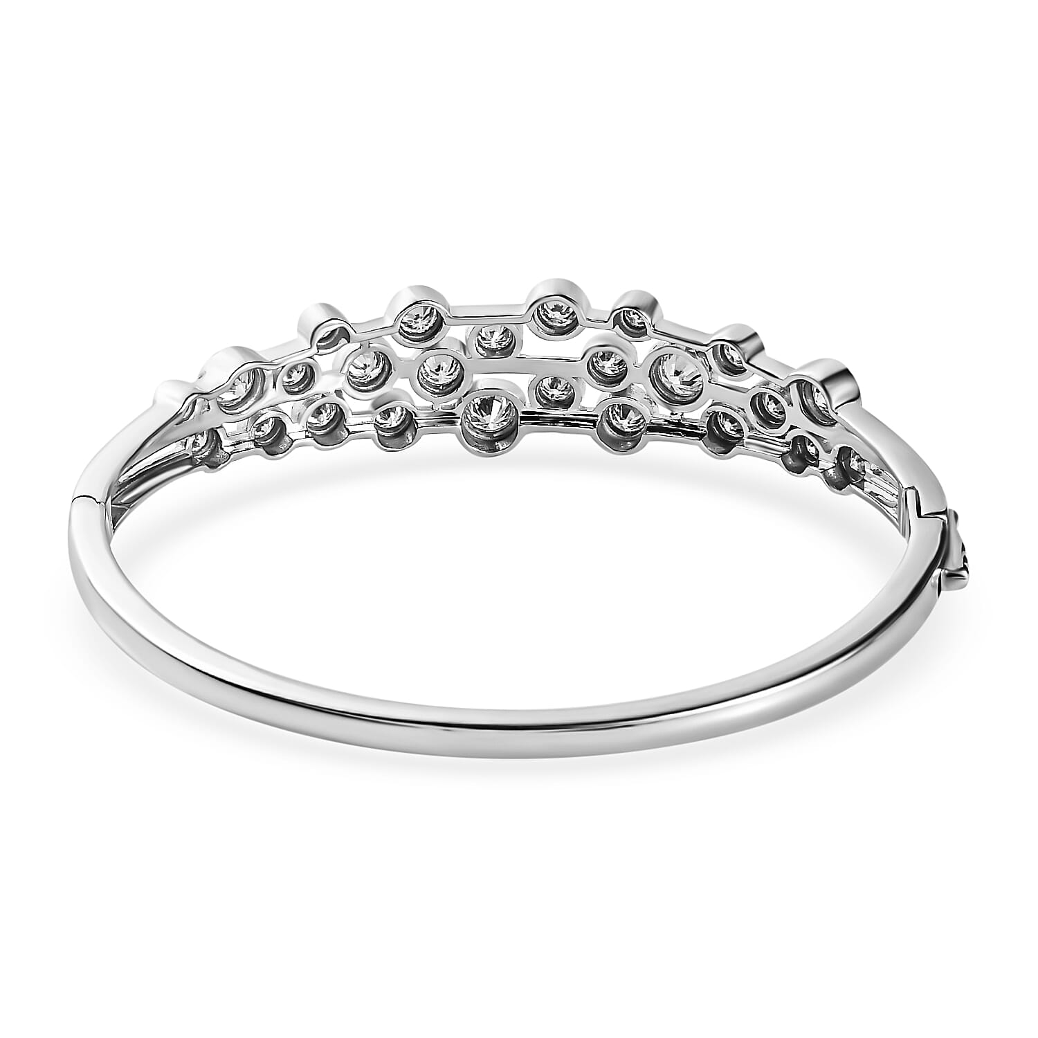 Moissanite Bubble Bangle (Size 7.5) in Platinum Overlay Sterling Silver 5.17 Ct, Silver Wt. 19.60 Gms
