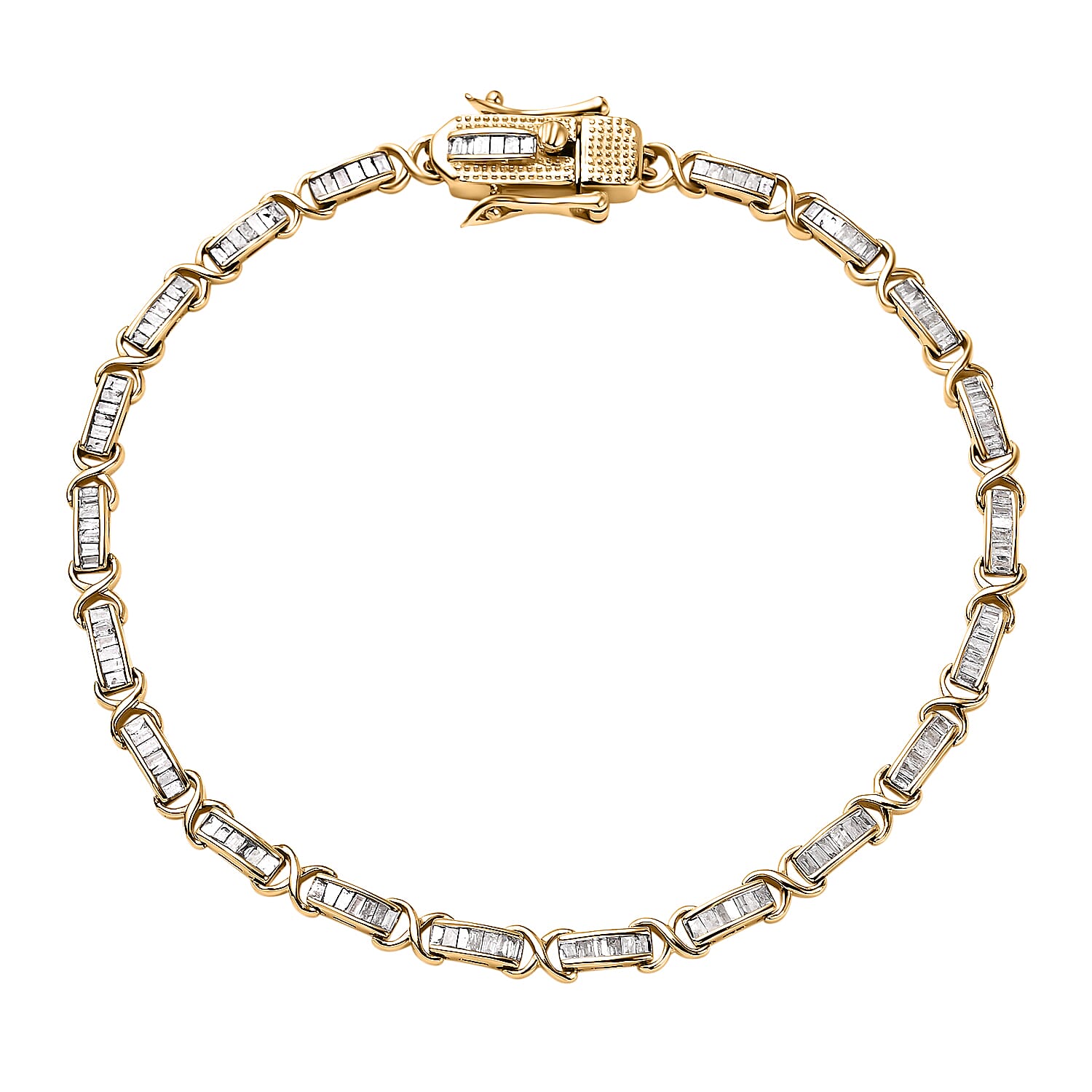 Close Out  Deal- 9K Yellow Gold Diamond Bracelet (Size - 7.5) 1.03 Ct, Gold Wt. 8.50 Gms