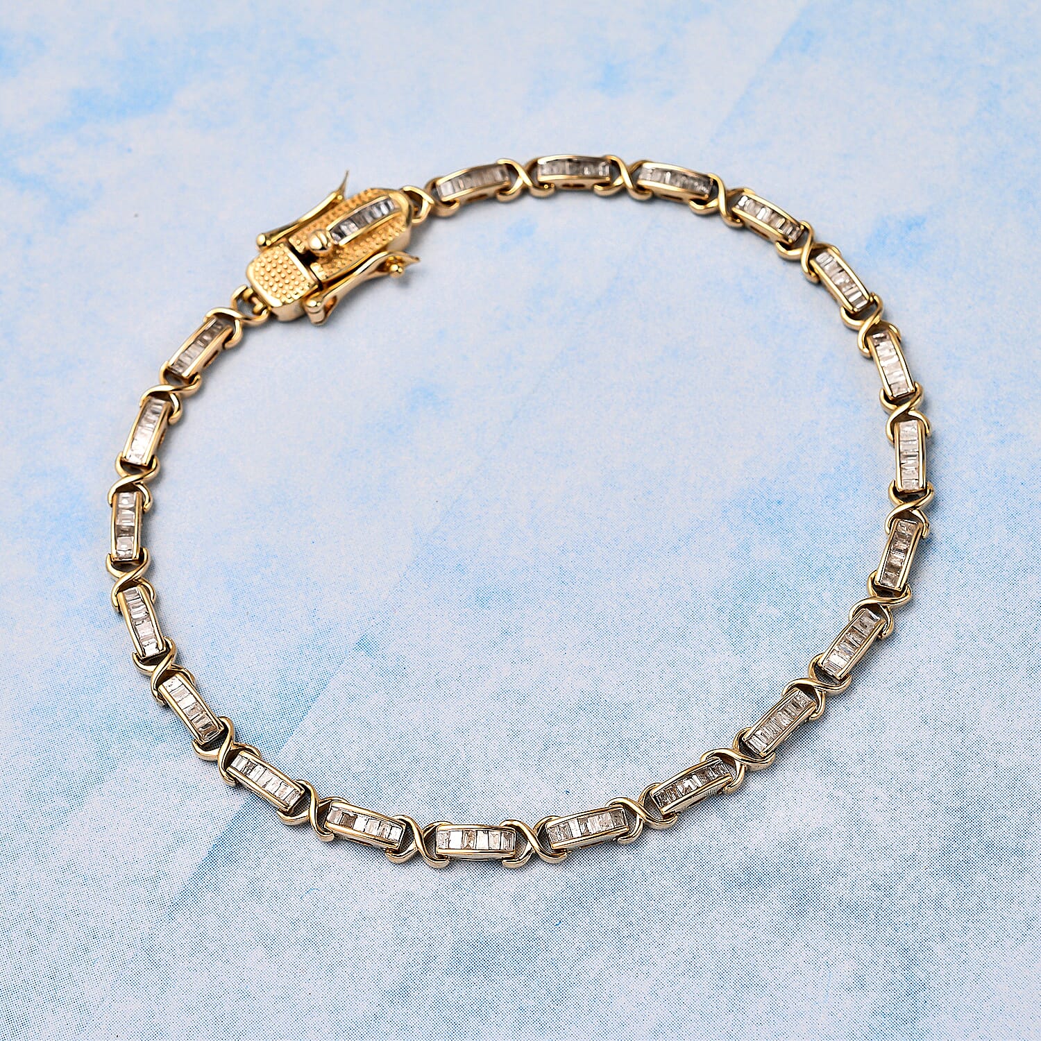 Close Out  Deal- 9K Yellow Gold Diamond Bracelet (Size - 7.5) 1.03 Ct, Gold Wt. 8.50 Gms