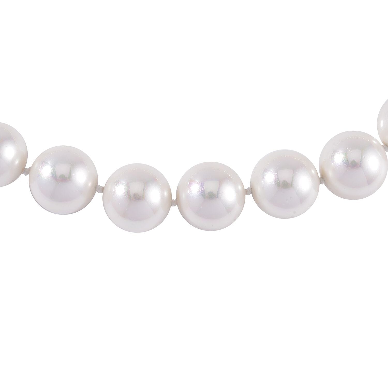 White Shell Pearl Necklace (Size - 20) in Rhodium Overlay Sterling Silver