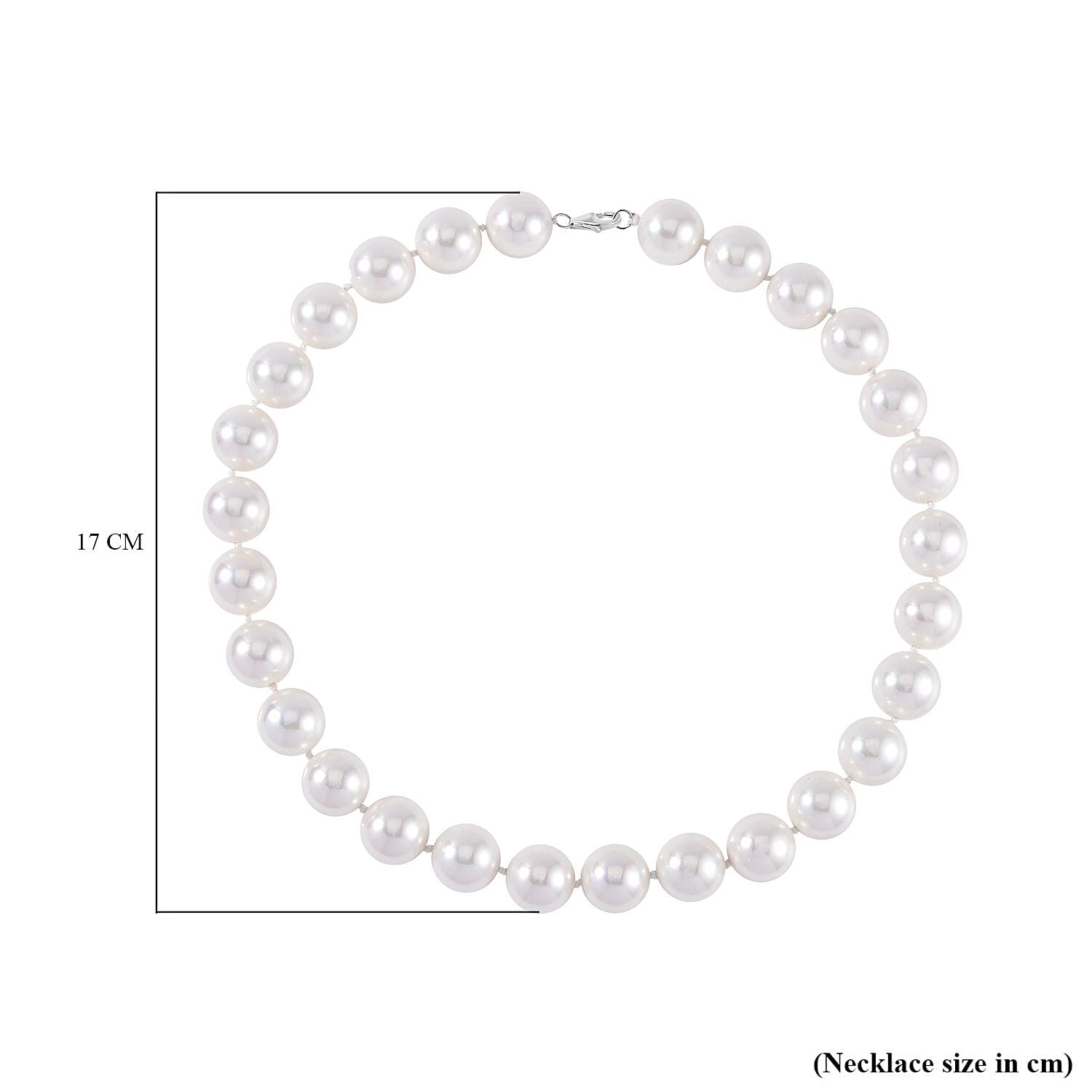 White Shell Pearl Necklace (Size - 20) in Rhodium Overlay Sterling Silver