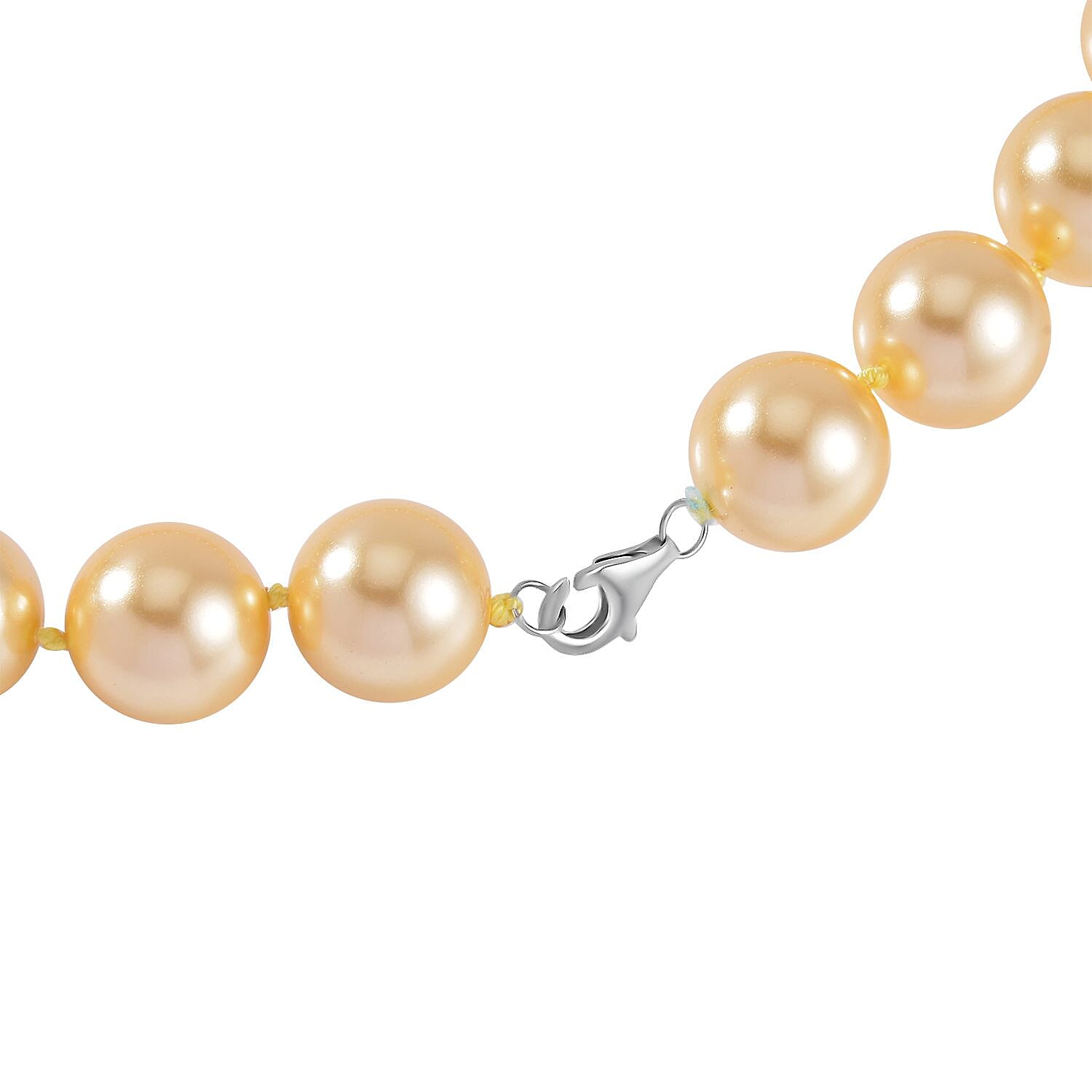 Golden Shell Pearl Necklace (Size - 20) in Rhodium Overlay Sterling Silver