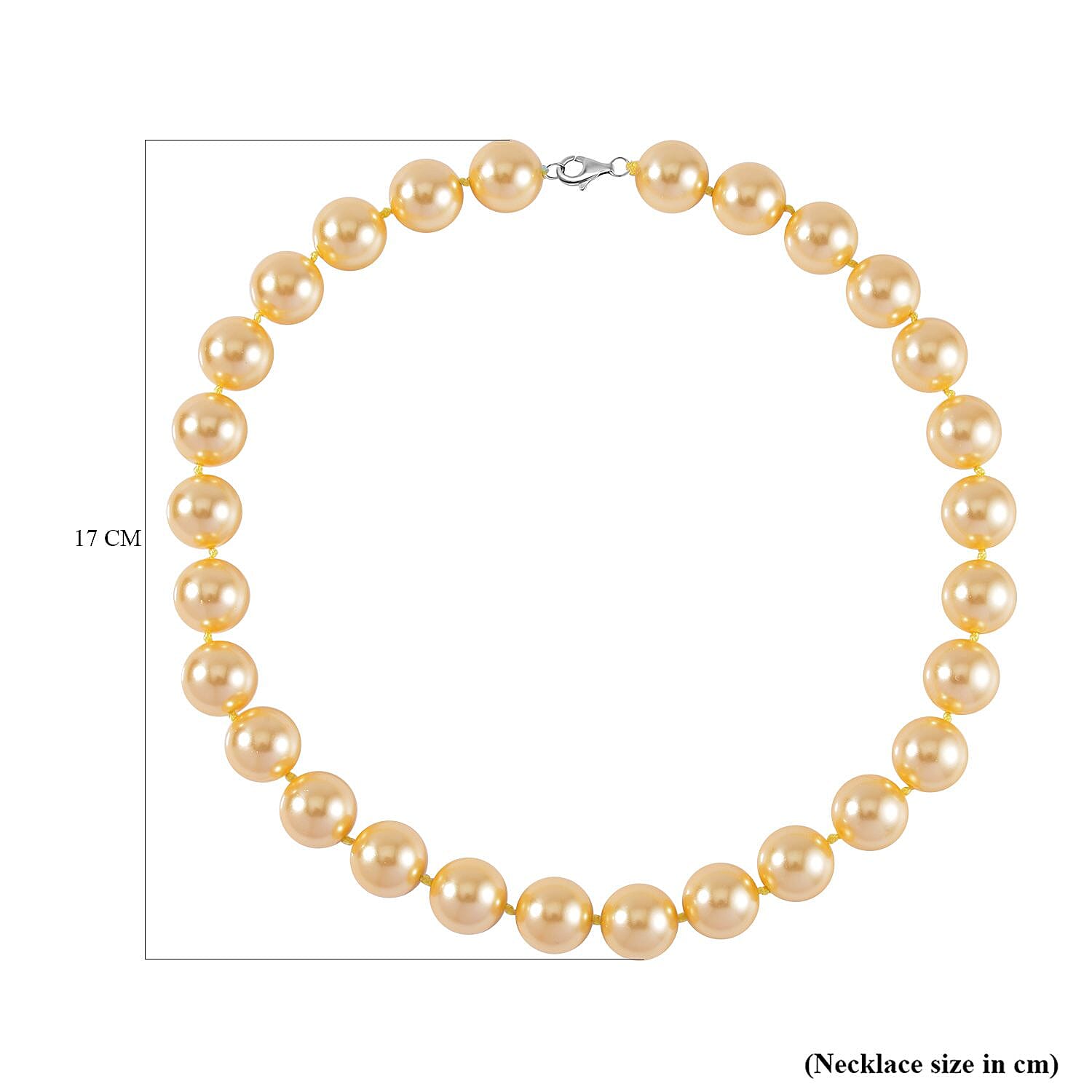 Golden Shell Pearl Necklace (Size - 20) in Rhodium Overlay Sterling Silver
