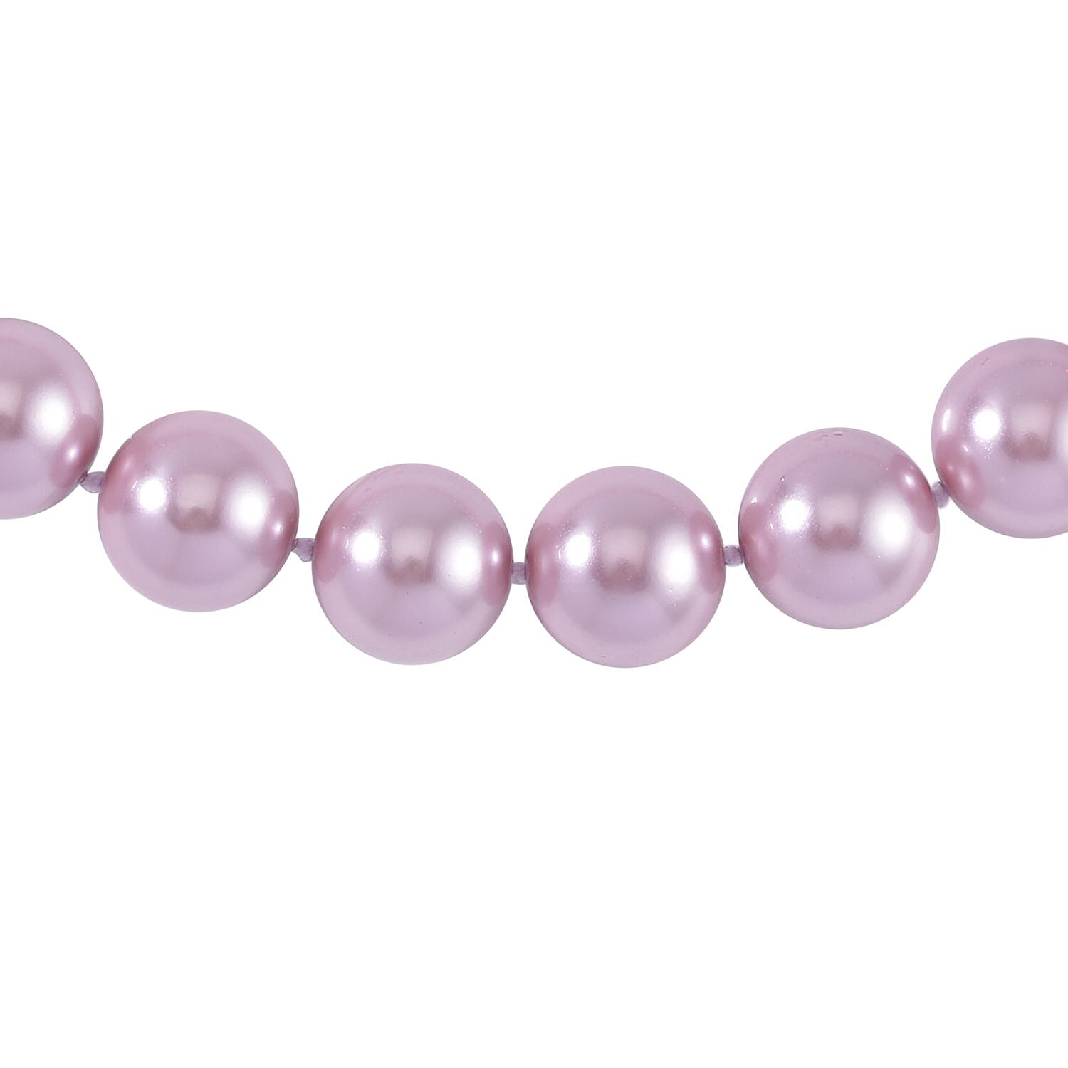 Lavender Shell Pearl Necklace (Size - 20) in Rhodium Overlay Sterling Silver