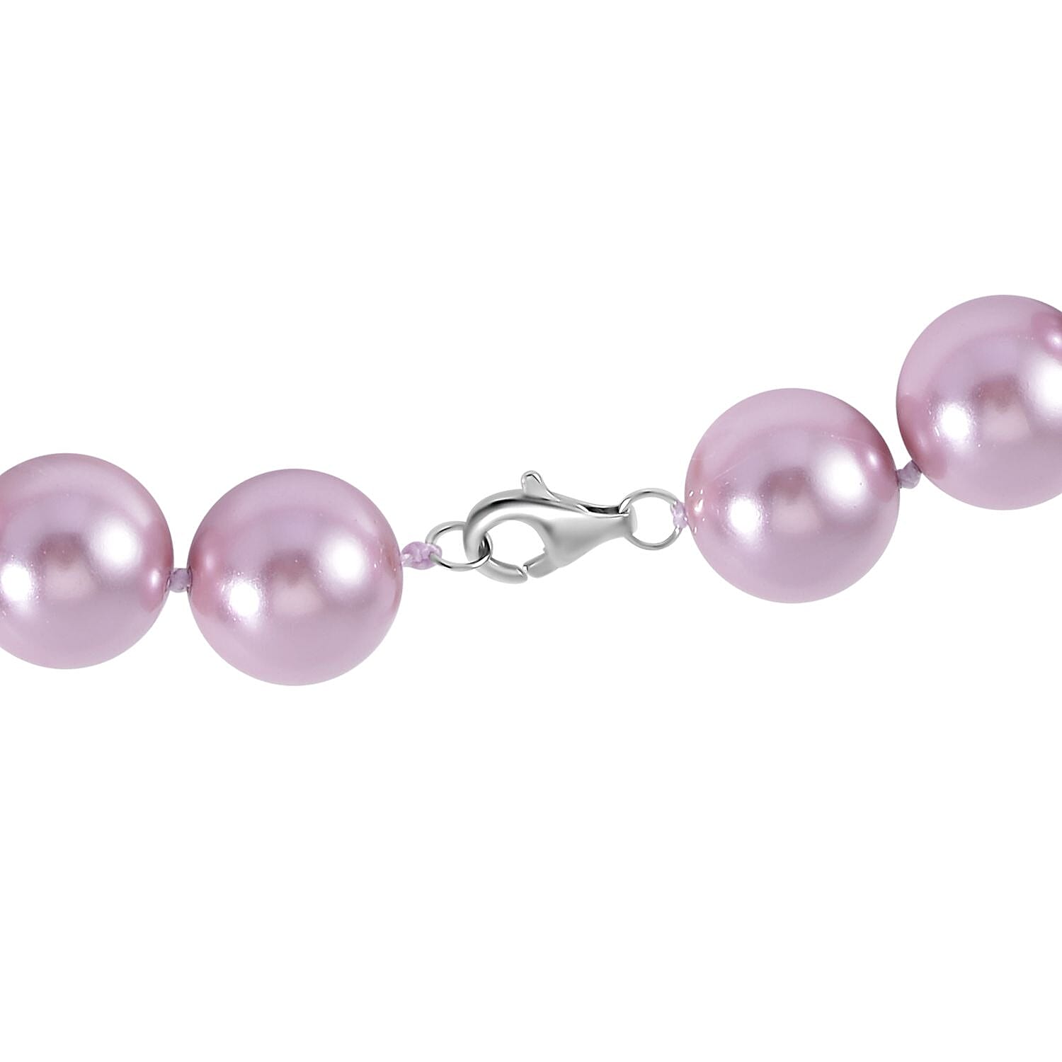 Lavender Shell Pearl Necklace (Size - 20) in Rhodium Overlay Sterling Silver
