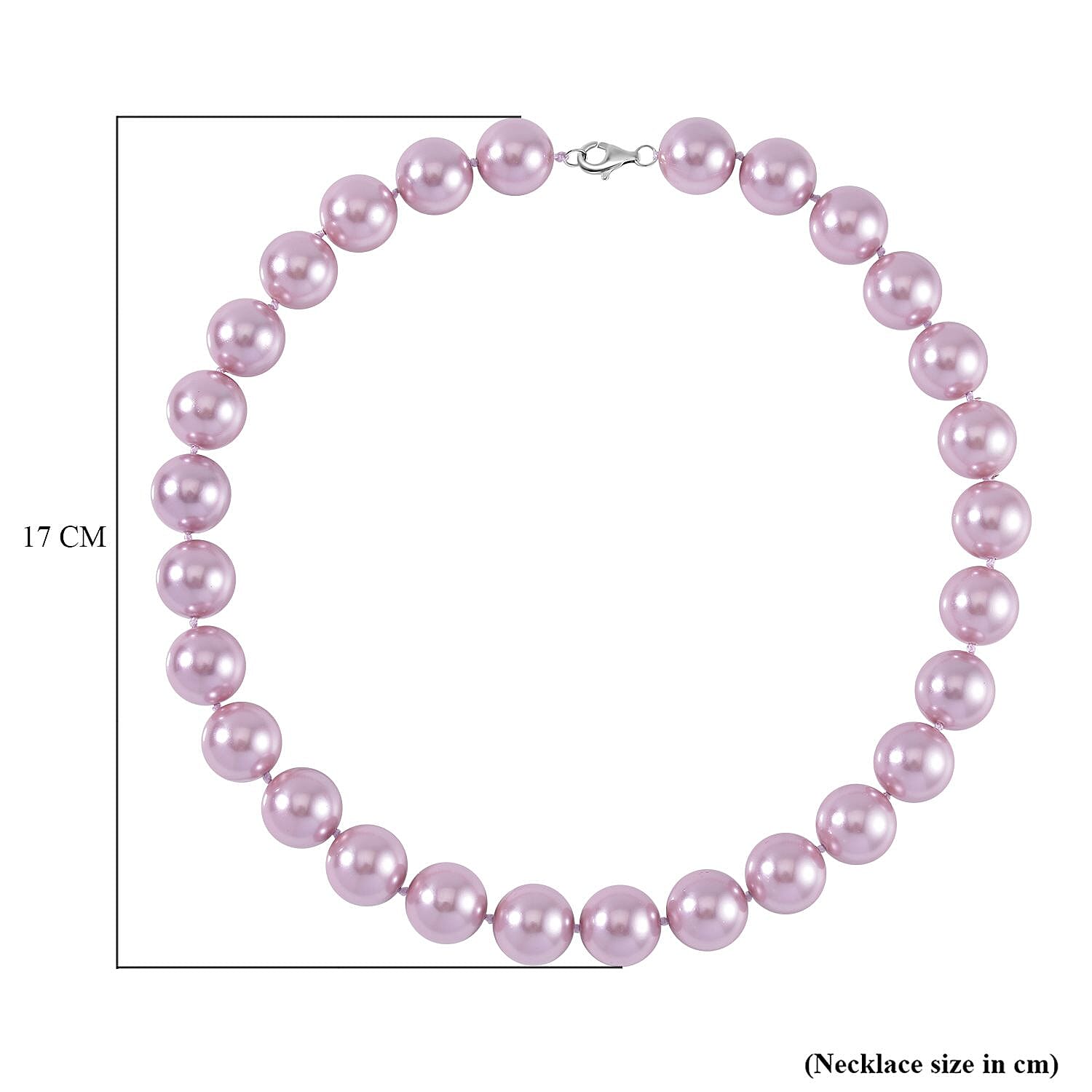 Lavender Shell Pearl Necklace (Size - 20) in Rhodium Overlay Sterling Silver