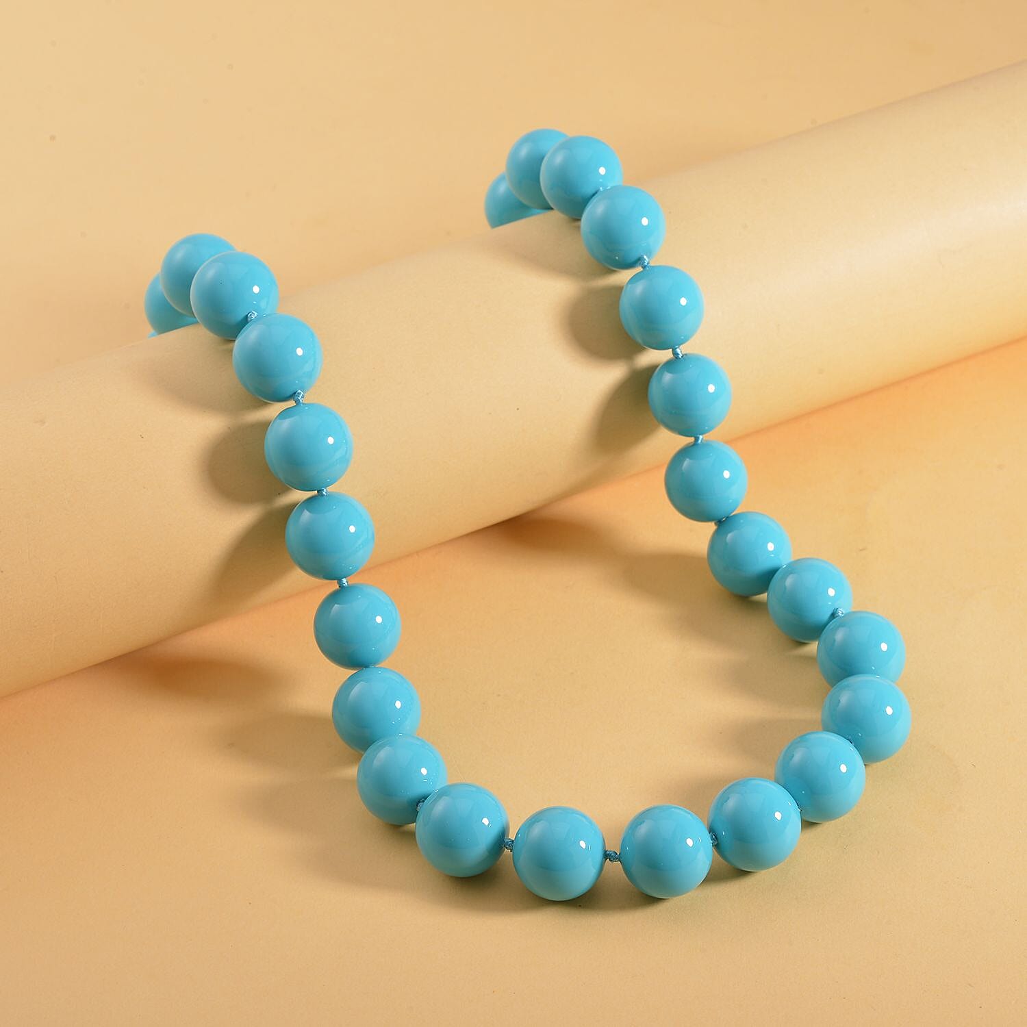 Turquoise Shell Pearl Necklace (Size - 20) in Rhodium Overlay Sterling Silver