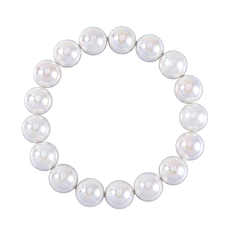 White Shell Pearl Stretchable Bracelet (Size 7-7.5)