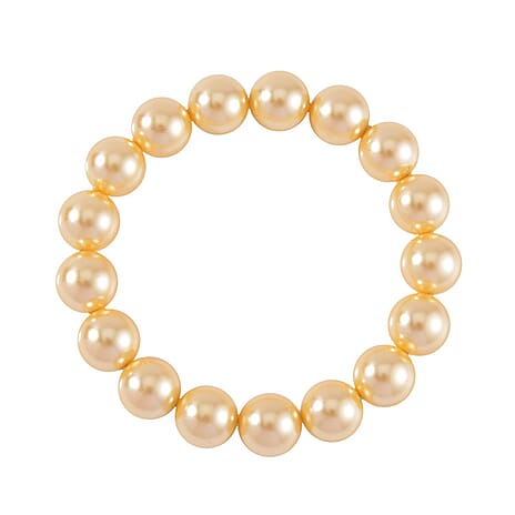 Golden Shell Pearl Stretchable Bracelet (Size - 7.5)