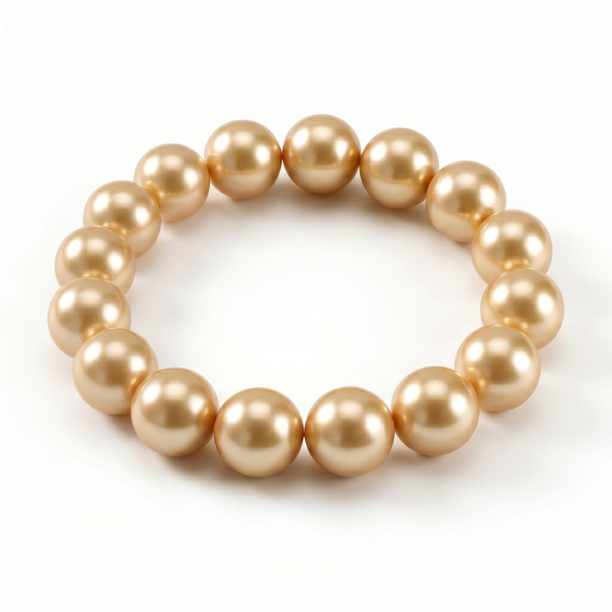Golden Shell Pearl Stretchable Bracelet (Size - 7.5)