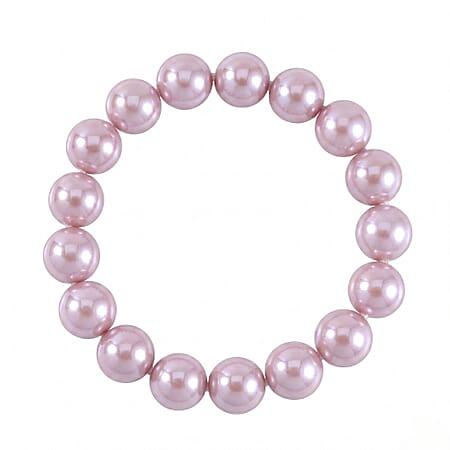 Lavender Shell Pearl Stretchable Bracelet (Size 7-7.5)